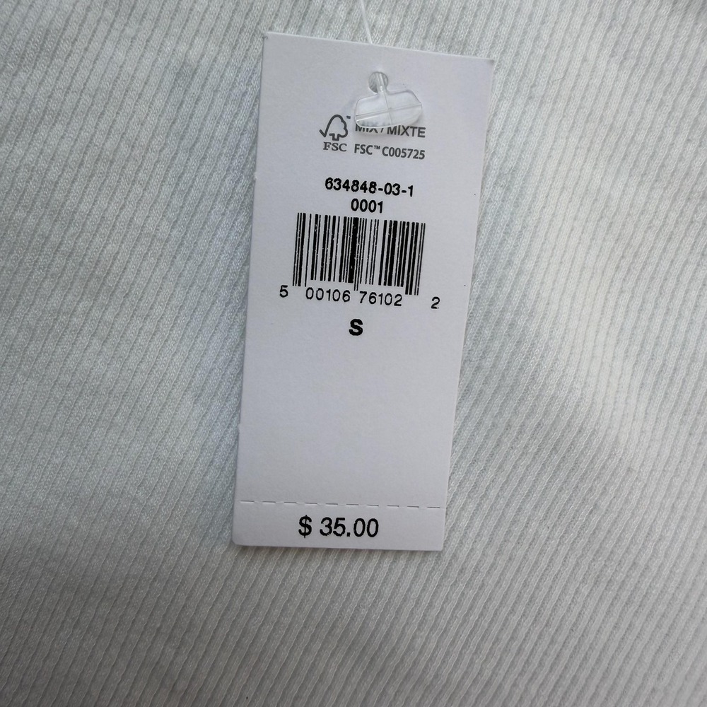 Banana Republic Shirt Womens Small White Ribbed Stretch Crew Neck Tee T-Shirt - Picture 3 of 8